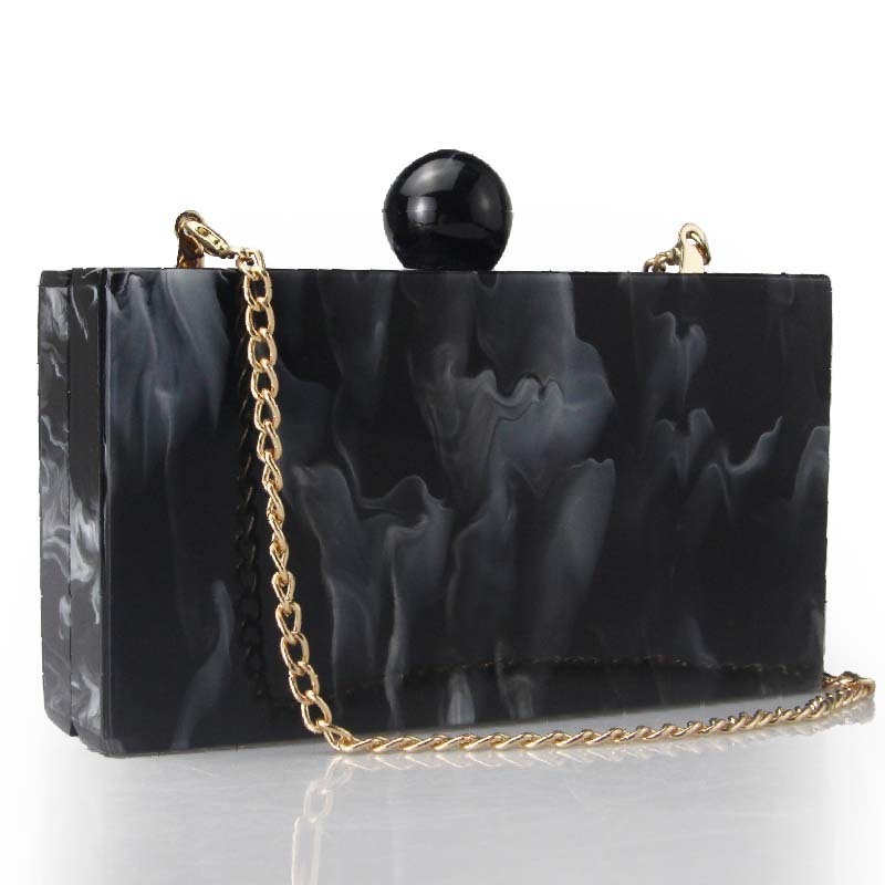 Ladies' New Marble Acrylic Fashionable Banquet And Wedding Bag Single Shoulder Diagonal Cross Bag Rhinestone Acrylic Clutch Clear Evening Bag For