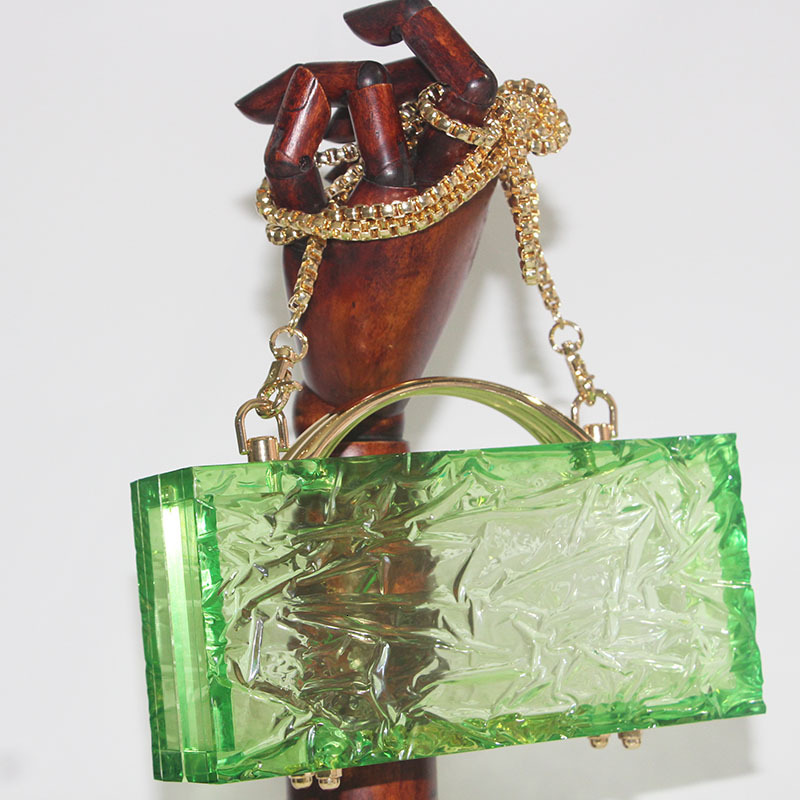 New Transparent Candy Color Fluorescent Green Fashionable Handheld Acrylic For Women Rhinestone Acrylic Clutch Clear Evening Bag For Weddings Parties