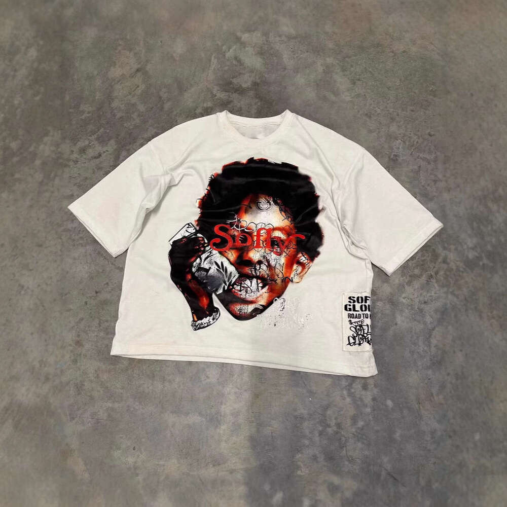 Unisex fashion trend explosive style elements street art T-shirt top