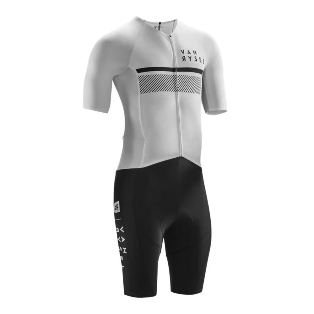 Van/rysel Road Racing Suit Racer White Triathlon Summer Tights One-piece Pants Cycling Suit Breathable Outdoor Sports Clothes 250305