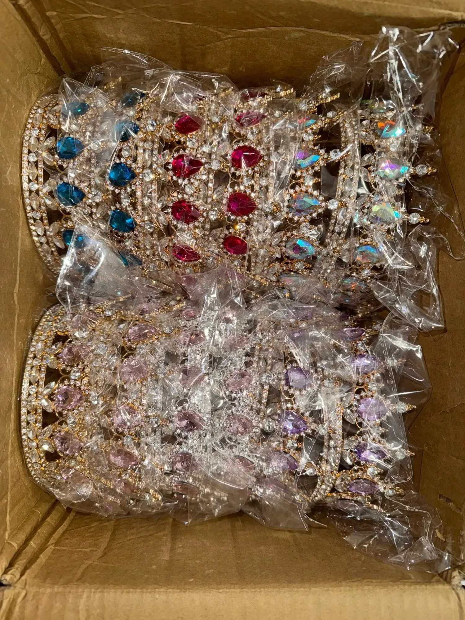 Colored Crystal Bridal Fl Circle Crown Bridal Hair Ornaments Royal Round Crown Tiaras Wedding Hair Accessories X250306