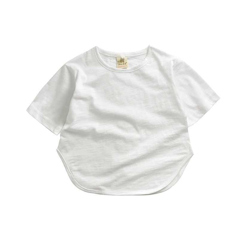 2025 Kids Summer T-shirt Solid Boys Girls Korea Outerwear Breathable Clothes For 2-7T Loose Children Cotton Basic Colorful Tops T250603