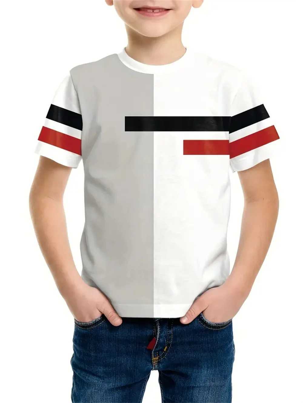 Striped Simplicity 3d Print Tee Shirt Kids Boys Clothes Short Sleeve Casual Childrens Clothing Fashion T Shirt For BoysT250306