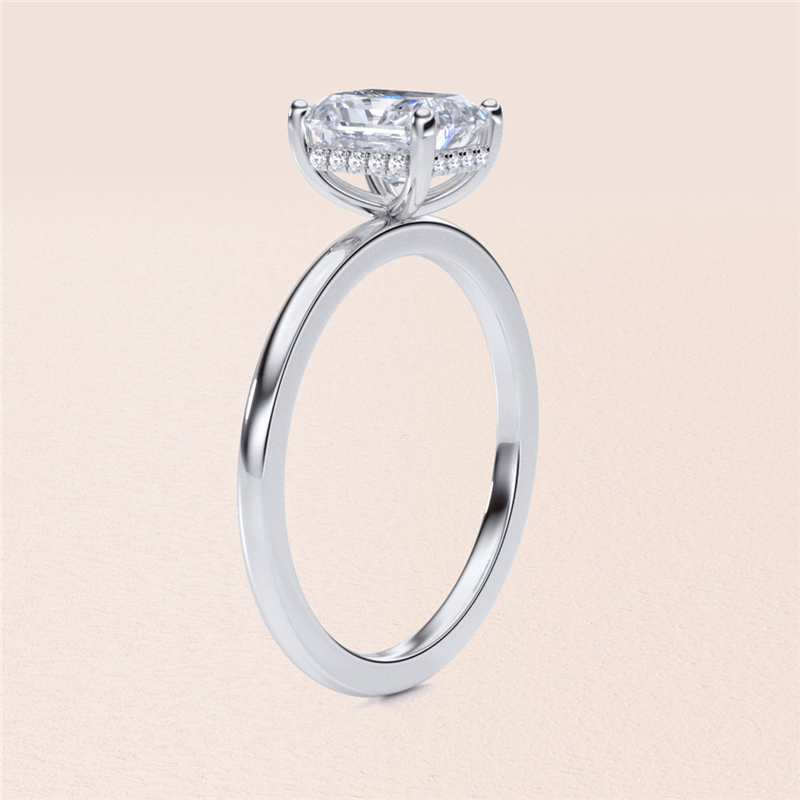 Jewelry 14K Solid Gold Solitaire Radiant Lab Diamond Ring IGI Certificate D VS1 Engagement Womens Gold Ring Platinum 18K Available Wedding Ring