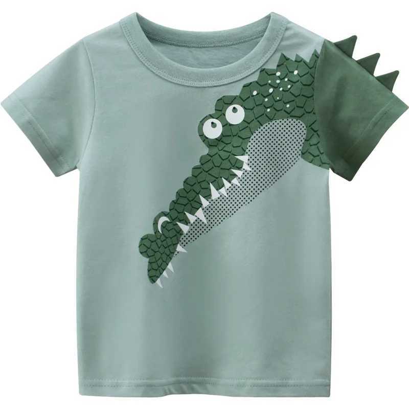 2-8T Crocodile Print Boys T Shirt Toddler Kid Summer Clothes Short Sleeve Cototn Tshirt For Boys Fashion Infant Top Chidrens TeeT250306