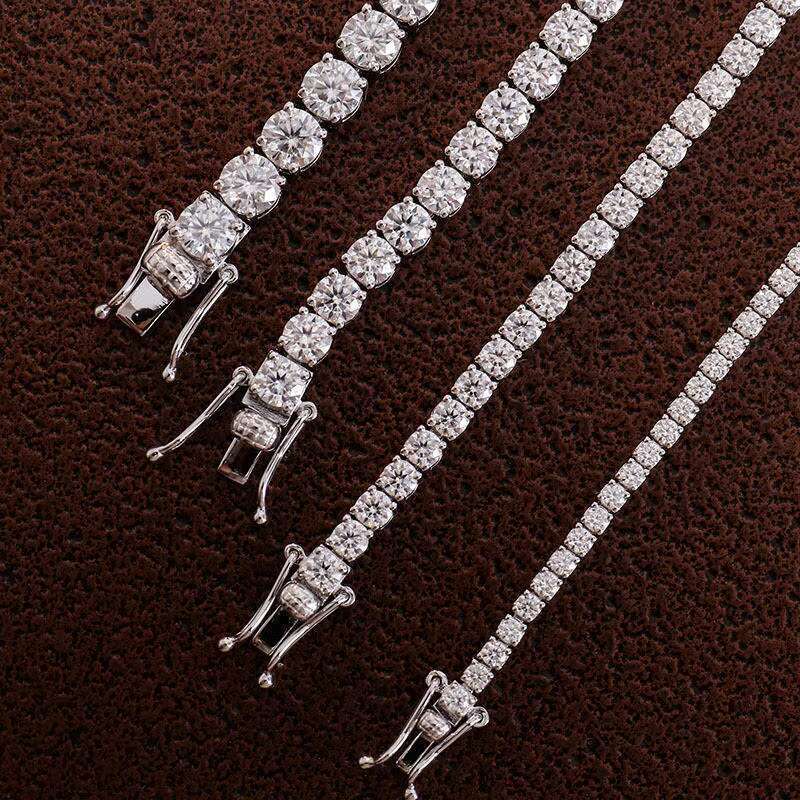 Fine Sparking Gold Plated Necklace Jewelry Iced Out VVS Moissanite Dia Sier Hip Hop Tennis Chain