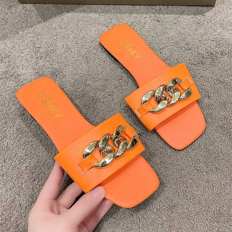 New Chain Wen Slippers Summer Slippers Low Heel Wens Sandals Indoor Bathroom Outdoor Walk Fi Show Plus Size 35-42 Y250306
