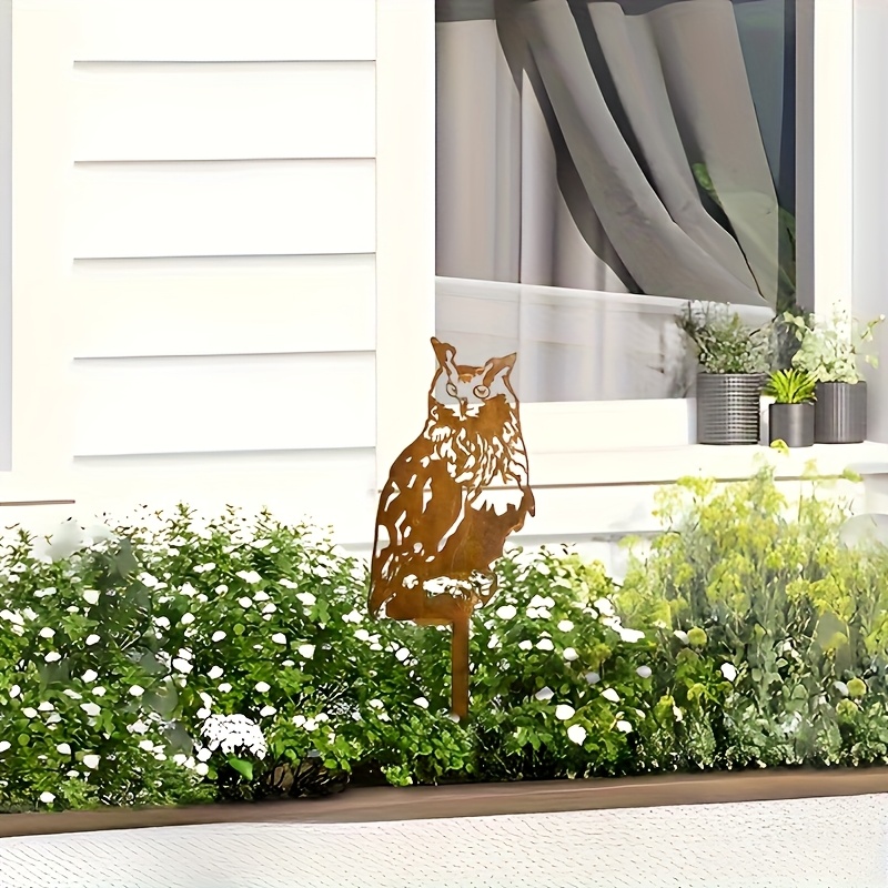 1 Piece Rustic Metal Owl Garden Statue Vintage Rusty Metal Owl Wall Art Durable Animal Decorative Owl Handmade Bird Patio Decoration