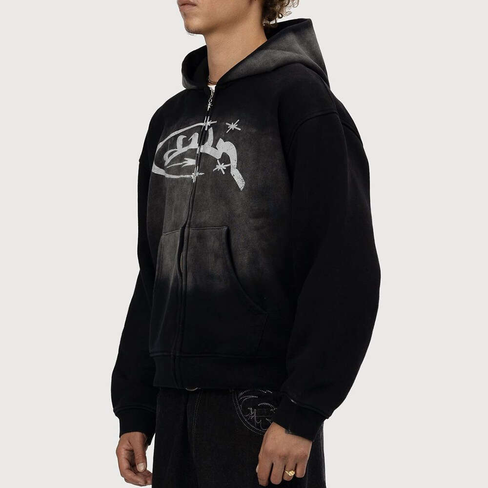 Sweatshirt print pattern long sleeved pullover hooded sweatshirt jacket trendy street y2k gift for man