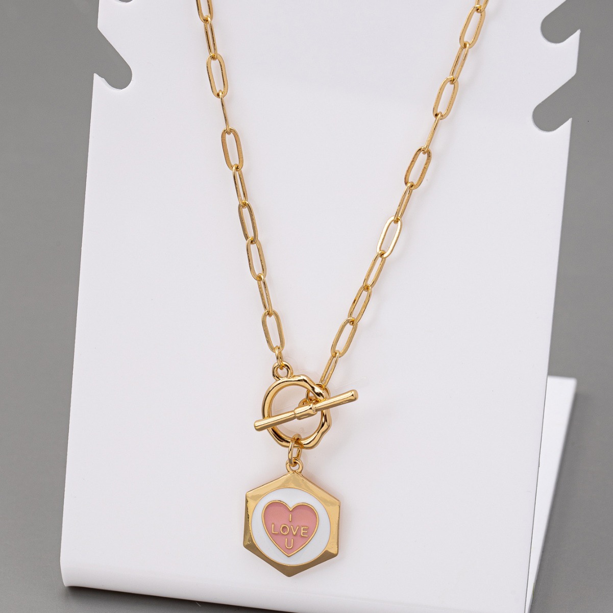 Light Luxury Hexagonal Love Necklace Women All Match High-grade Sweet Collarbone Chain Female Jewelry