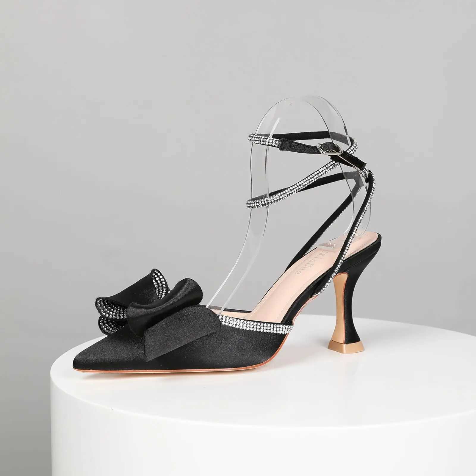 Black h pointed toe rhine slingback. Sexy high h reliable and elegant shoes. Y250306