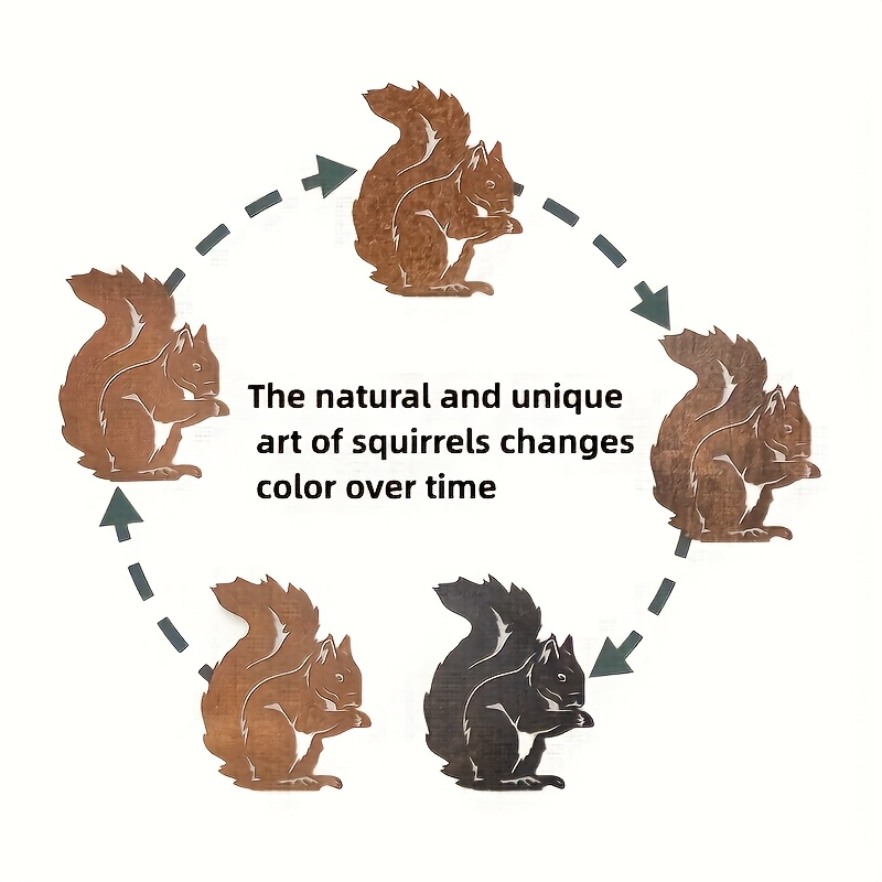 1 Piece Rustic Metal Squirrel Statue One Piece Rust Over Time Nature Inspired Crafts Garden Decorative Ground Plugs Metal Garden Ground Plugs