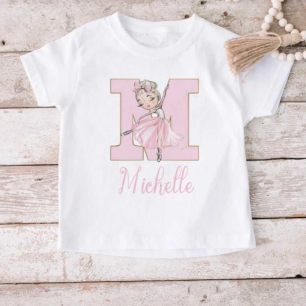 Girls Personalised Ballerina Printed T-shirt Custom Name Ballet Shirt Personalized Gift for Dancer Toddlers Tee ClothesT250306