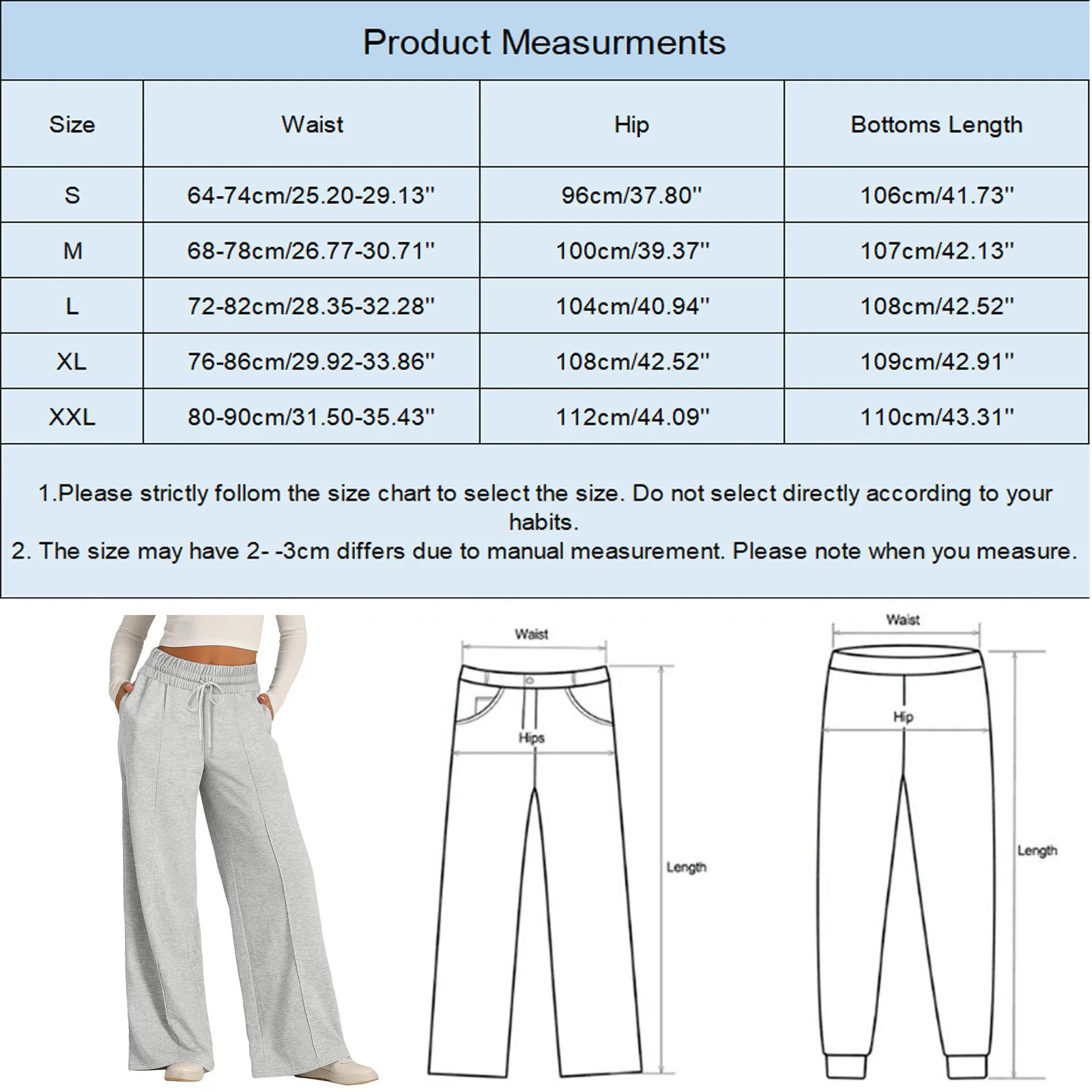 Womens Oversized Wide Leg Pants Lightweight Sweatpants Elastic Drawstring Straight Cotton Fleece Joggers Tech Y2k 250306
