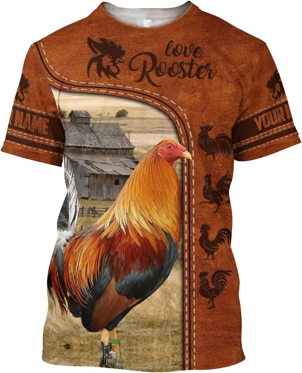 Mens T shirt Personalized Name 3D Rooster Lover T-Shirt for Men, Custom Rooster Shirt for Rooster Gift for Unisex tee Casual tops summer clothes
