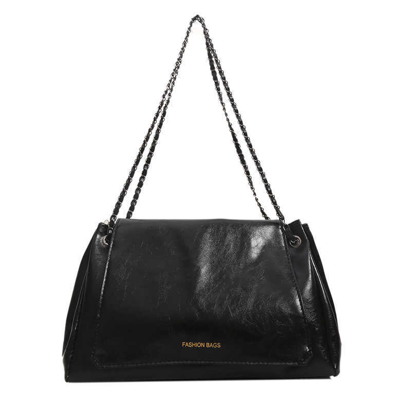 Korean style handbag for women 2023 new versatile armpit bag premium texture oil leather chain crossbody bag tote bag Y250306