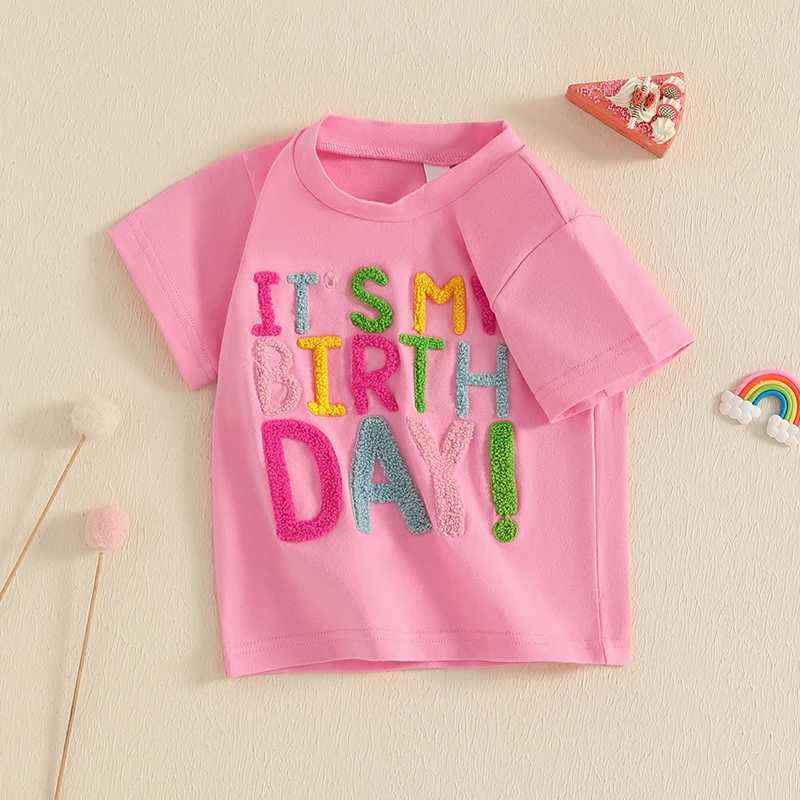 Girls Birthday T-Shirts with Embroidered Letters Crew Neck Short Sleeves - Cute and Stylish Tops for Toddler Girls PerfectT250306