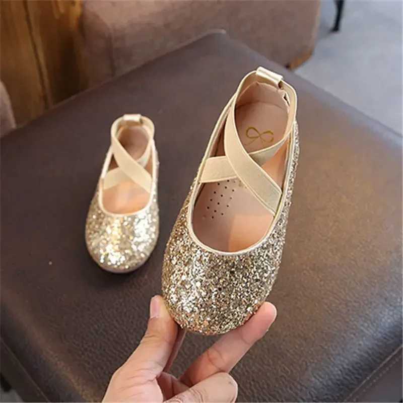Girls Princess Shoes Spring Autumn Baby Soft Sole Dance Ballet Flats Three Color Kids Pink Bling Cute School Student FootwearT250306