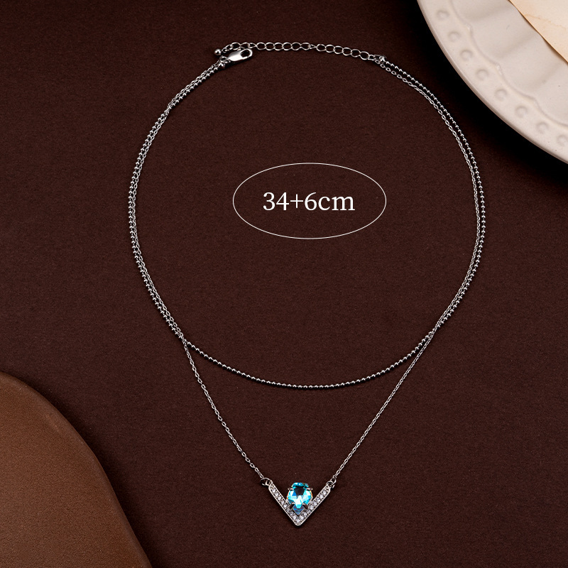 Personality Temperament Platinum Necklace Female Niche Instagram Design V Line Clavicle Chain Jewelry