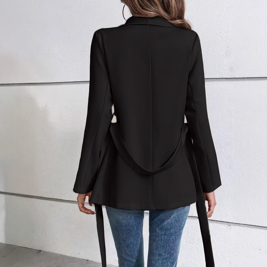 G35Classic Slim Fit Long Sleeve Suit Coat Modern Solid Hued Lace Up Design Perfect for Enthusiasts of European Aesthetics
