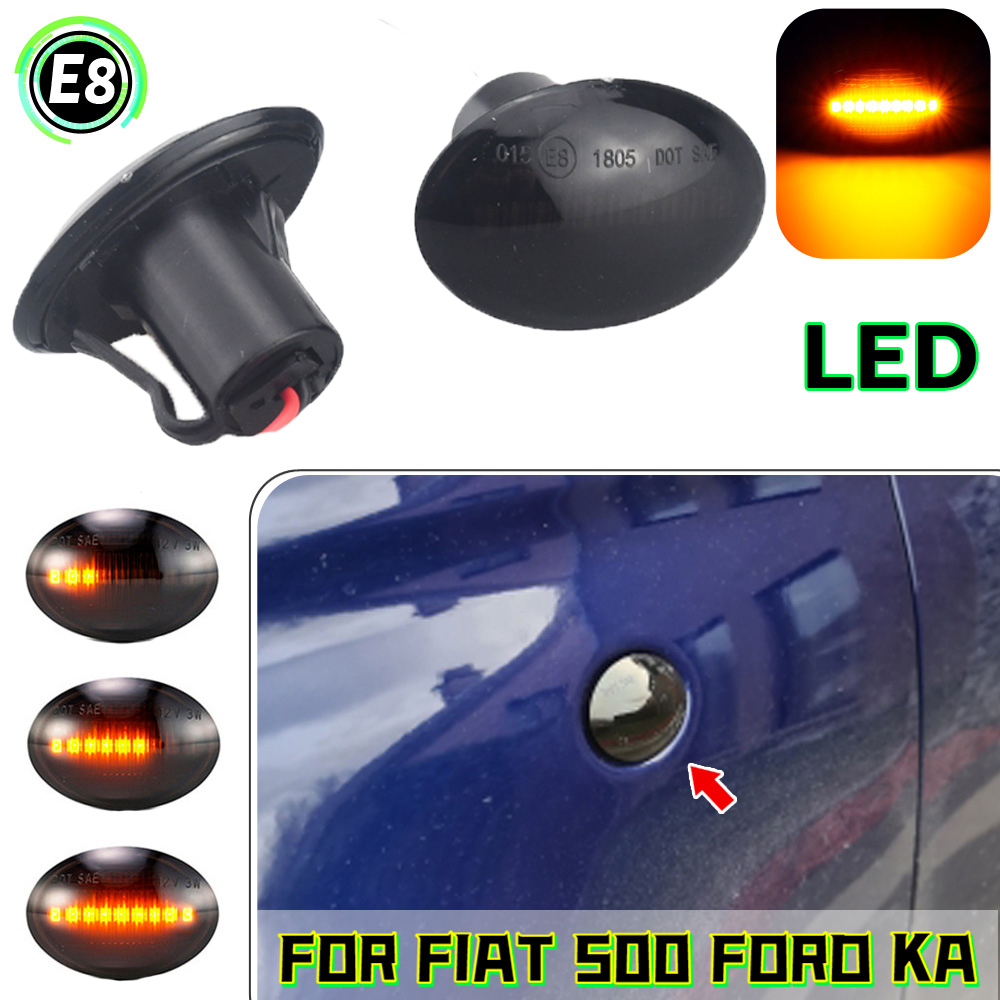 2PCS Side Marker Light Flashing For Abarth 500 595 695 LED Dynamic Turn Signal For FIAT 500 500C 500L