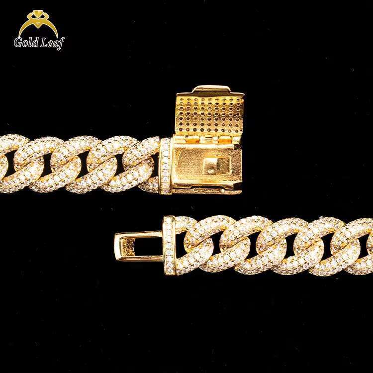 Goldleaf Jewelry S Sterg Sier Hip Hop Custom 10Mm Iced Out VVS Moissanite Cuban K Chain For Men Women