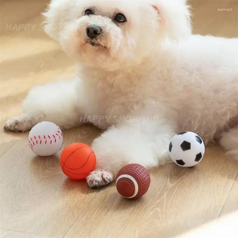 Dog Toys Squeak Sound Ball Rubber Rubgby Football Basketball Interactive For Dogs Small Medium Large Pets Toy Supplies