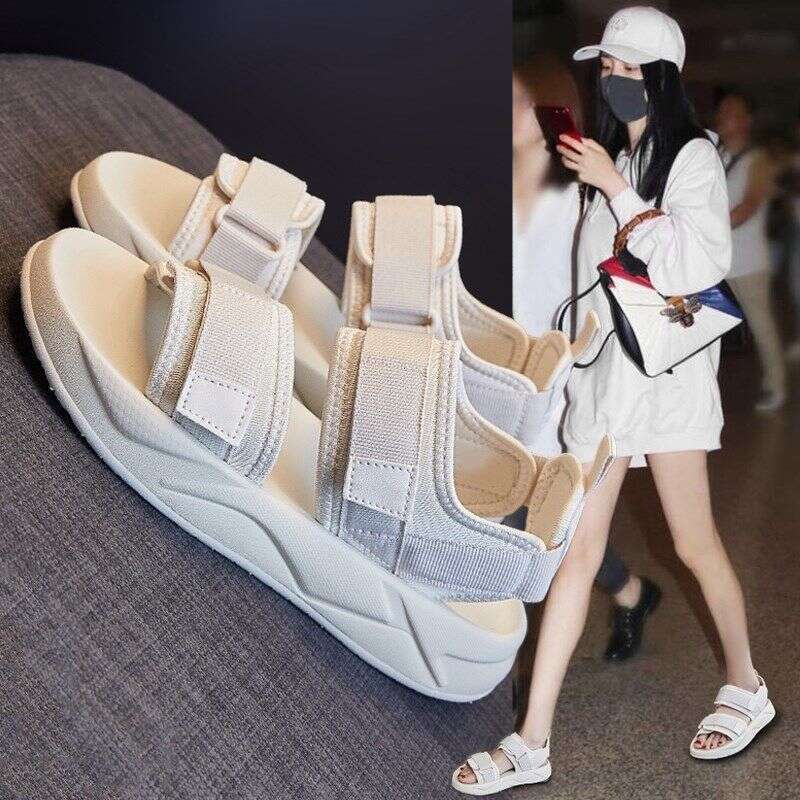 Sports Sandals for Women, Spring and Autumn 2025 New Edition, Internet Red Thick Casual Women's Shoes, Flat Soft Bottom Magic Sticker Beach Shoes