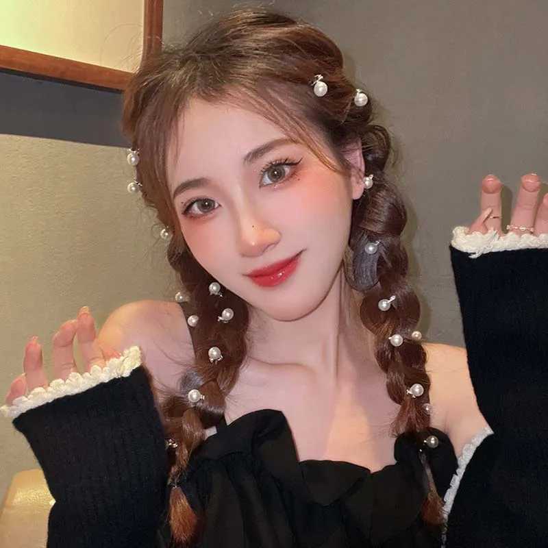 10 pieces of white small pearl clasps suitable for girls retro simple weaving bridal hair clasps side clips hair style accessories X250306