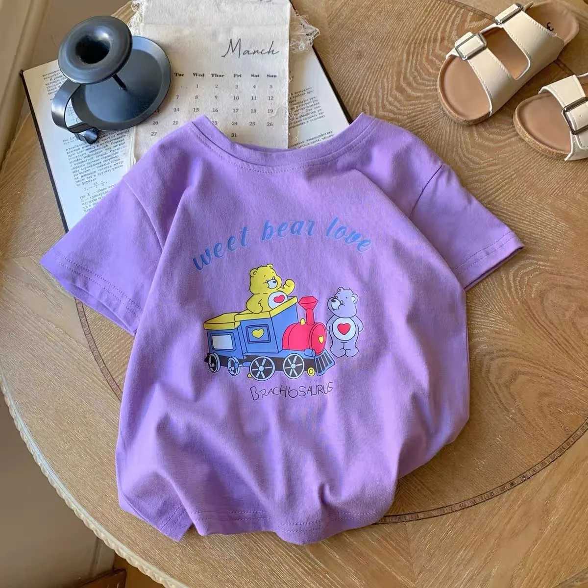 Cute Little Bear Printing T-shirt New Baby Trendy Summer Costume Boys And Girls Cartoon Tees Baby Loose Thin Short-sleeved TopsT250306