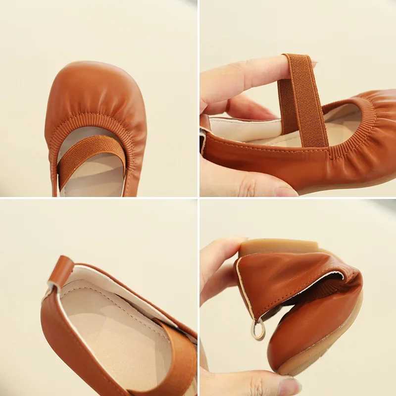 Size 21-35 Girls Shoes Spring Autumn Children Moccasins Girls Flexible Leather Shoes Kids Ballet Flats For Girl Black BrownT250306