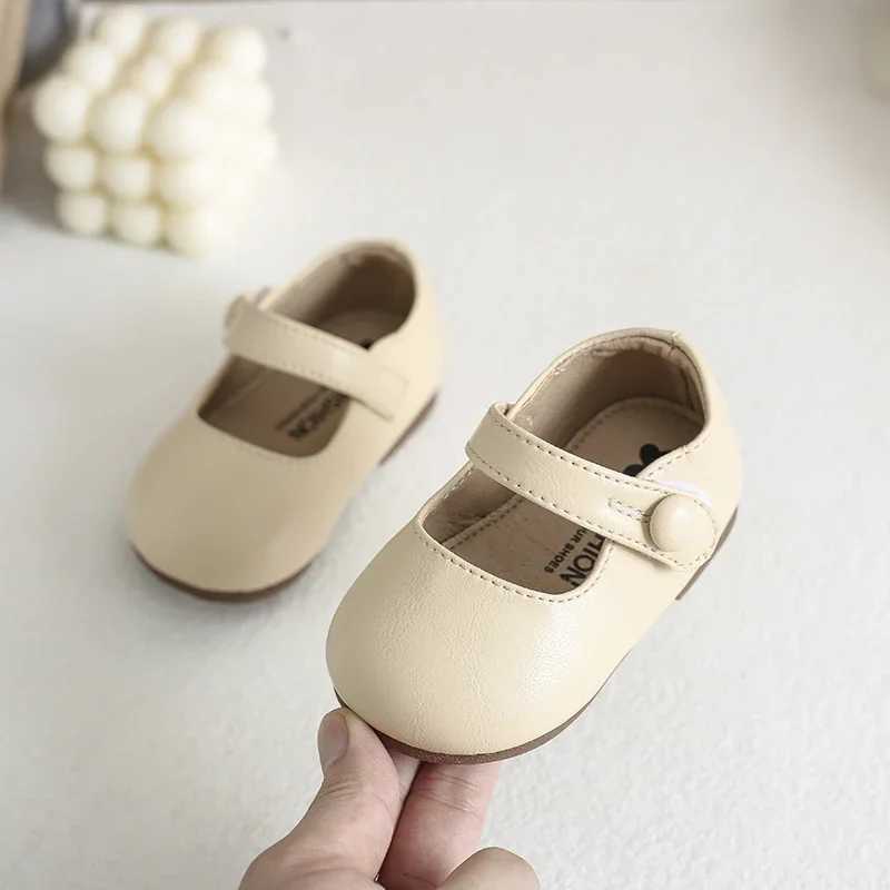Unishuni Toddler Shoes Girl Mary Jane Flats for Baby Children Soft Non-Slip Rubber Sole Casual Shoes Princess Leather Dress ShoeT250306