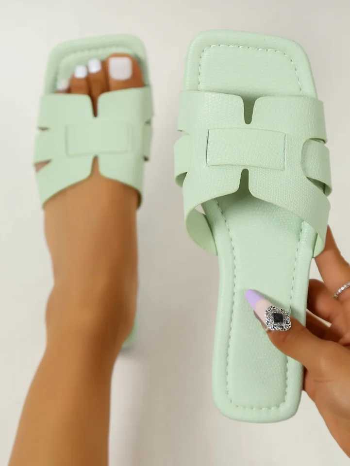 Flat botted womens slippers beach shoes he casual sandals unbutto slippers couples shoes Y250306