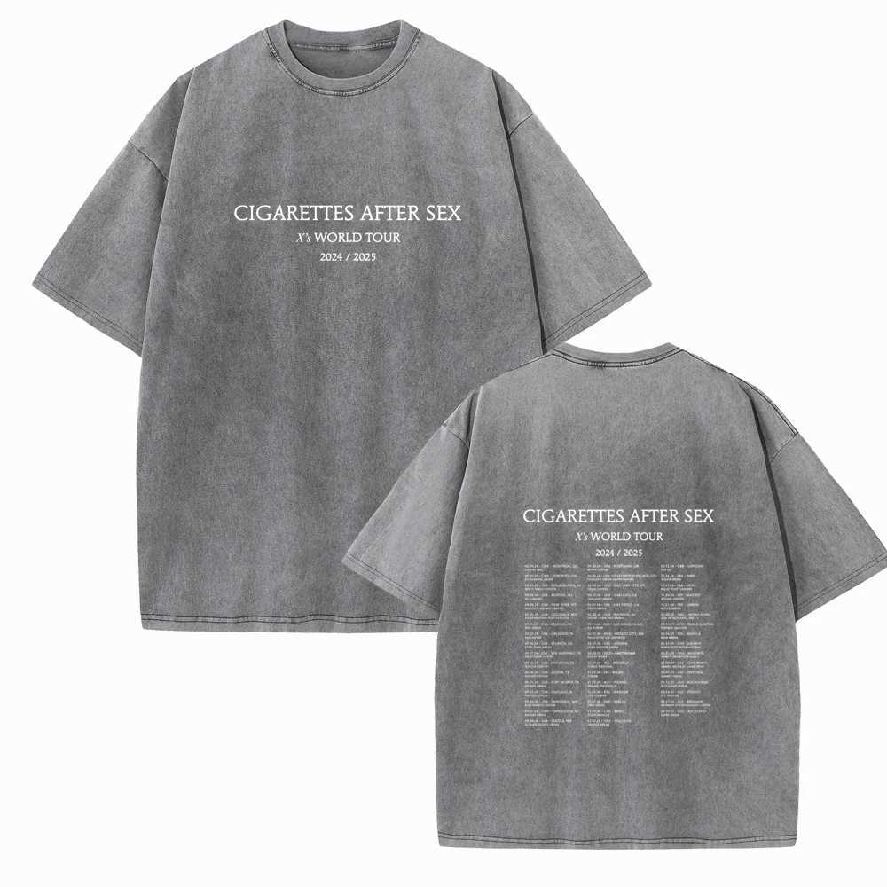 Cigarettes After Sex Xs World Tour 2024 Vintage Harajuku Summer Music Fans Gift Short Sleeve Cotton O-Neck Shirts Casual Unisex X250306