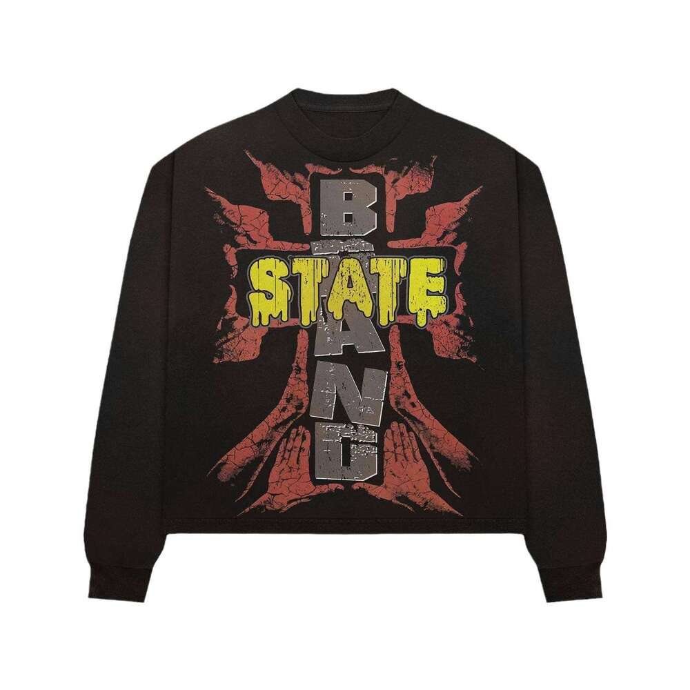 High quality loose high street trendy casual unisex high-end printed round neck pullover sweater sweatshirt gift for man