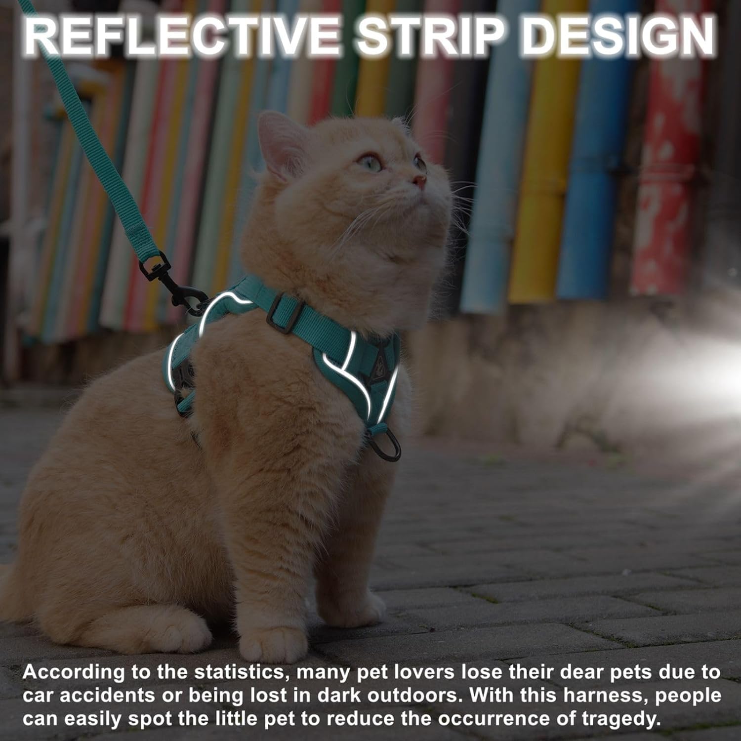 Upgraded Escape-Proof Vest Harness Leash Set for Small Dogs and Cats, Adjustable Reflective Mesh Coat for Outdoor Walking, XL Green