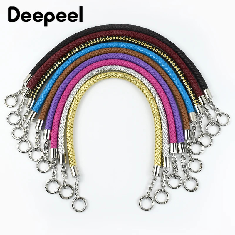 2Pcs 30-60cm Womens Bags Strap Weave Leather Rope Handles Handbag Shoulder Straps DIY Handmade Replace Chain Bag Accessories 250228