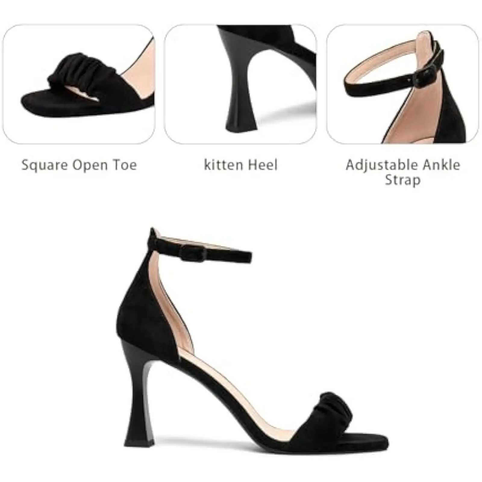Elegant Wens High H Black Open Square Toe sandals stiletto heels and ankle straps - perfect for weddings and wedding events Y250306