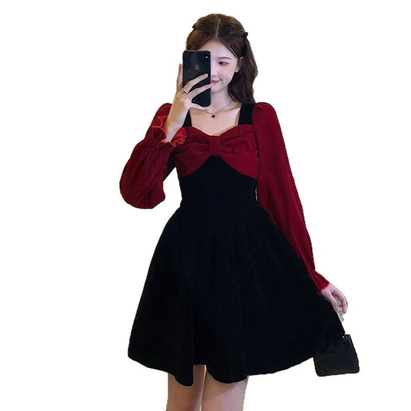 D4500 Spring Korean version of the popular long-sleeved princess loose large-size dress Thirteen Lines women's clothing