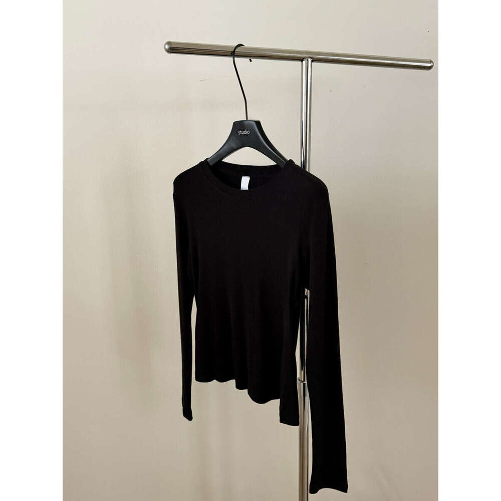 Early Spring New Modal Knitted Round Neck Threaded Base Top Slim Fit And Slimming Long Sleeved T-Shirt