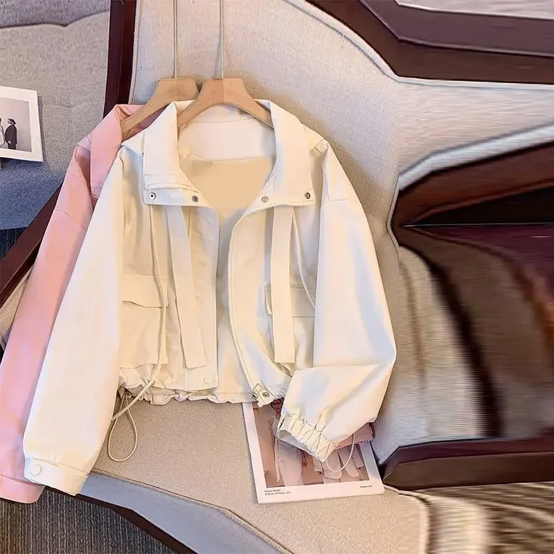 Womens Spring and Autumn loose casual thin work jacket the top cutting hooded in Chinese Mainland 250306