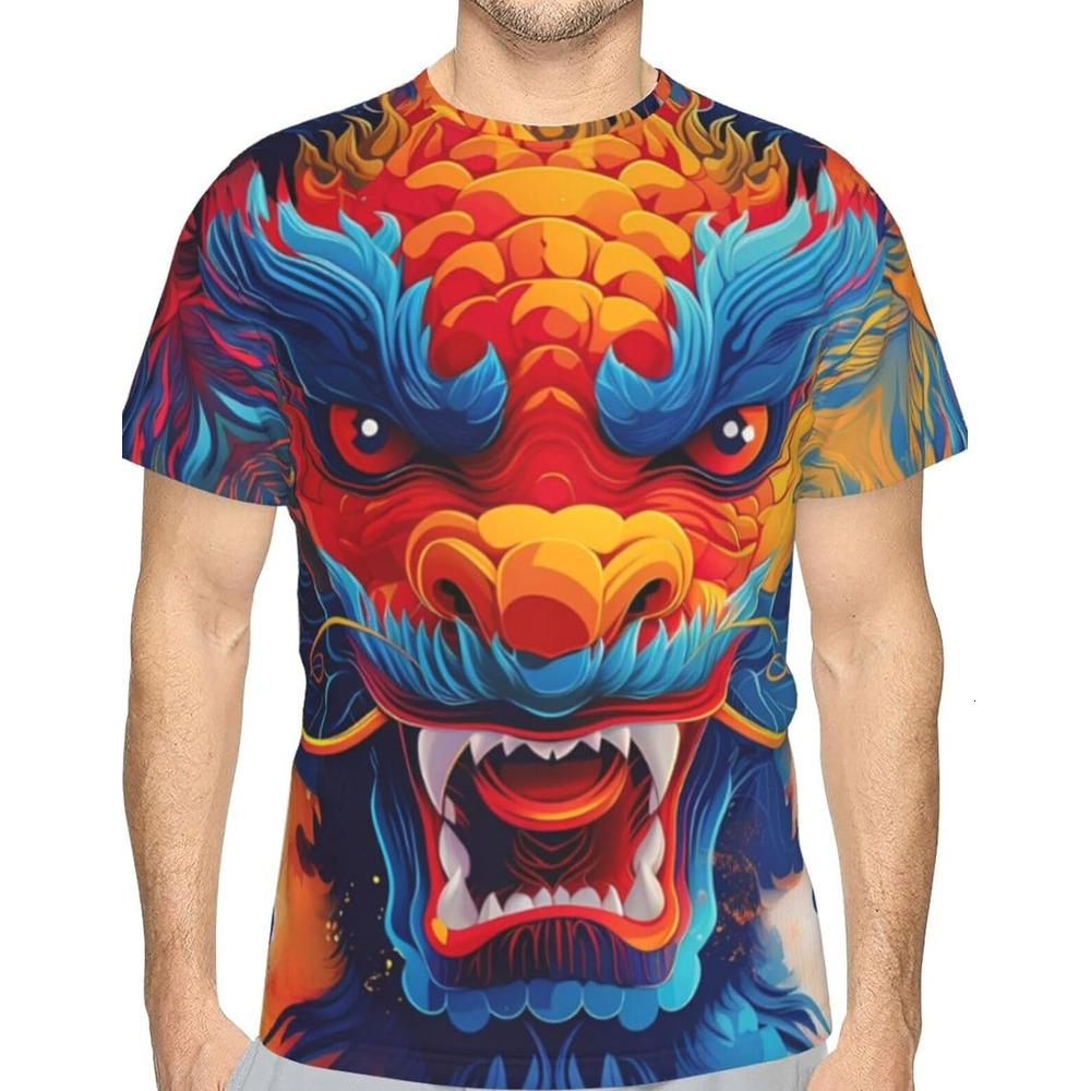 Mens T shirt Chinese Dragon Funny 3D Printed T-Shirt for Men Women Colorful Fantasy Animals Comfort Fit Trendy Casual Short Sleeve Top tee Casual tops