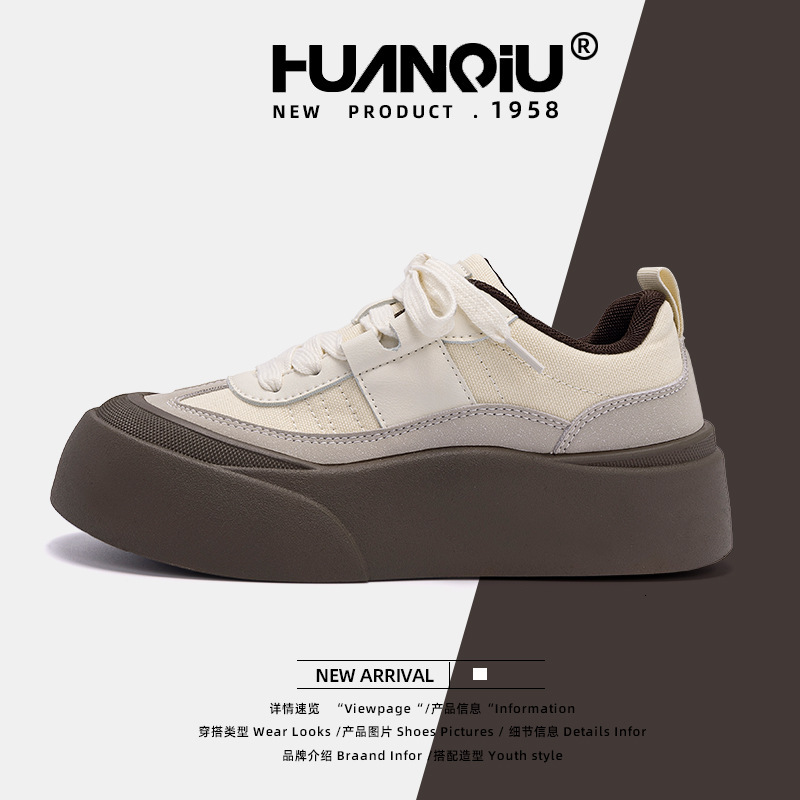 Global Thick soled Casual Board Shoes for Women ZHQ68209 Spring New Style Student Height Increasing Versatile Height Increasing Casual Women's Sh