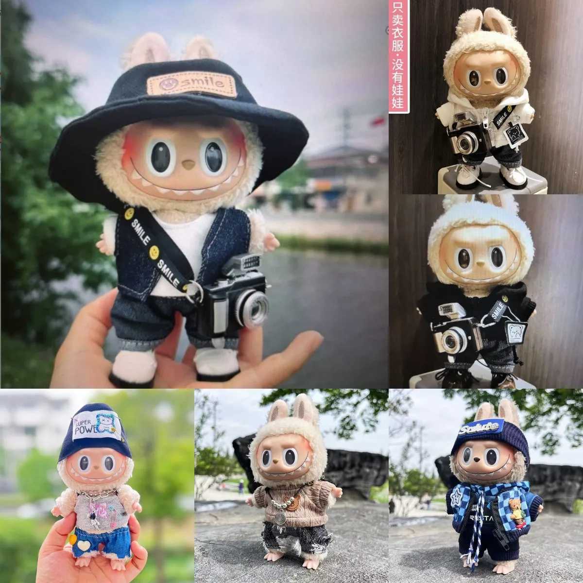 17cm Cute Mini Labubu Clothes Plush Hoodie Idol Dolls Jumpsuit Clothing Fans Overalls No Doll Accessories for Korea Kpop ExoT250307