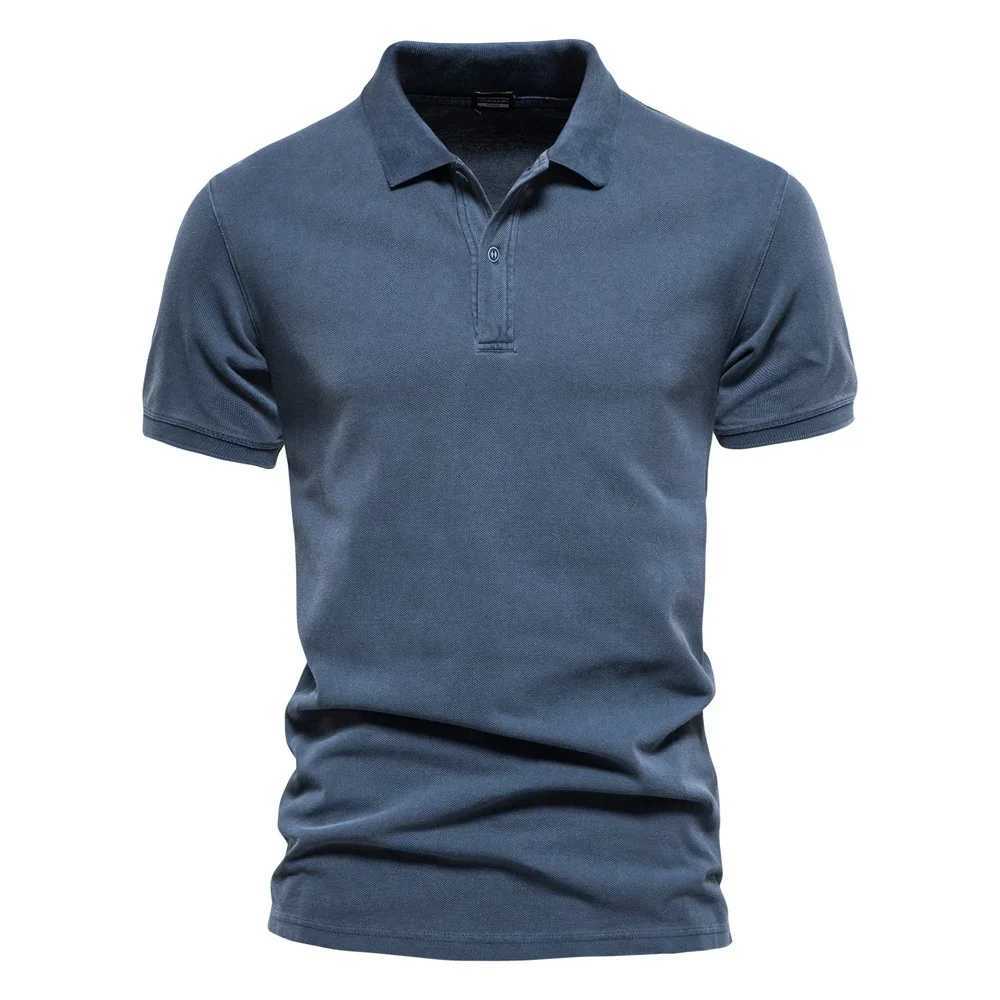Summer Mens Polo Shirts High-quality Pure Cotton Solid Color Short Sleeve Shirt Male Fashion Casual T-shirts Men Clothing X250306