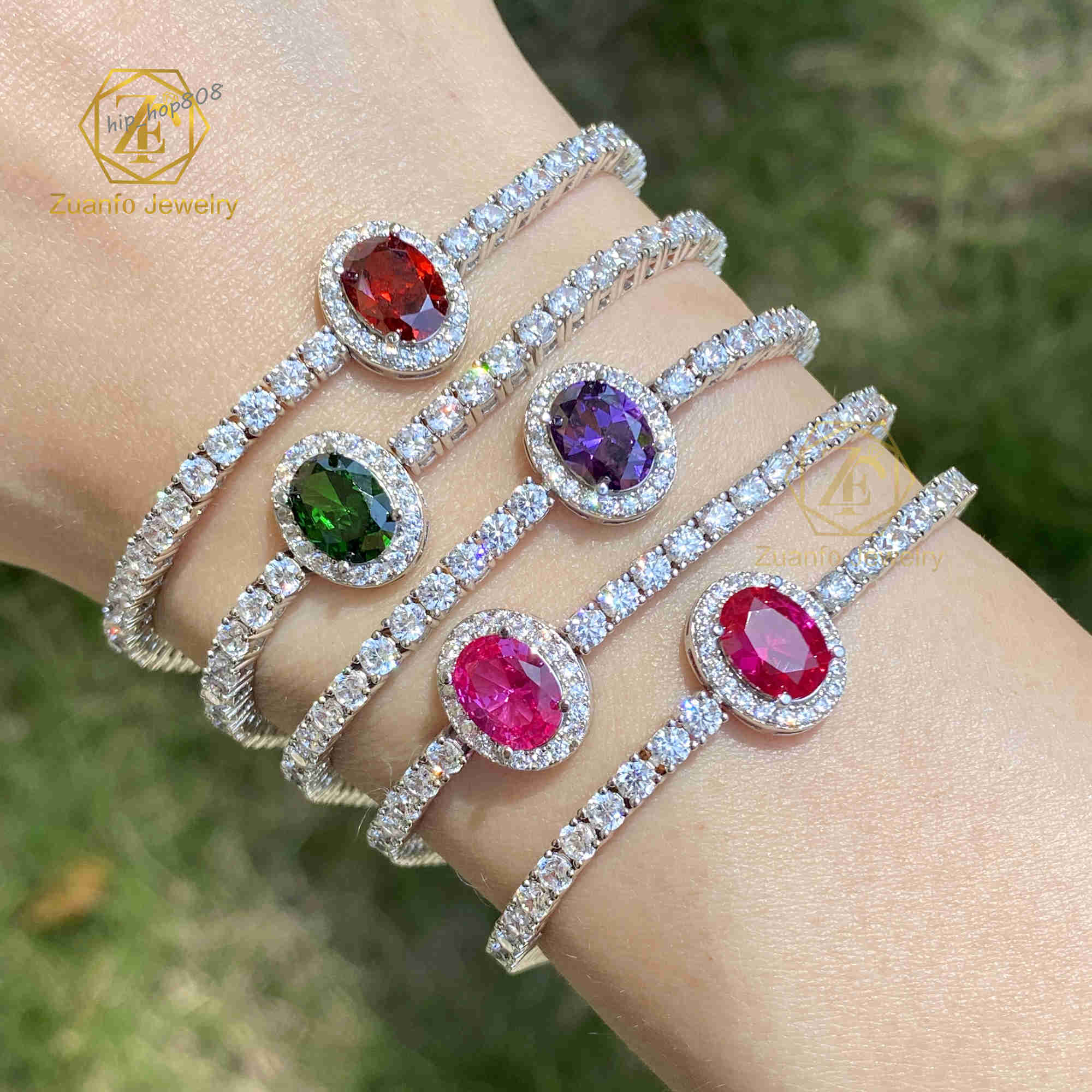 New Trend Colorful Diamond Bracelet Oval/Round/Heart/Cushion Fancy Shape VVS1 Clarity Moissanite 925 Silver Tennis Bracelet