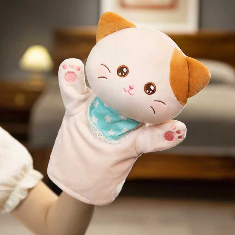 Free shipping Stuffed Plush Animals Hand Finger Story Puppet Kawaii Dolls Educational Toys Cat Deer Panda Shiba Inu Birthday Gift