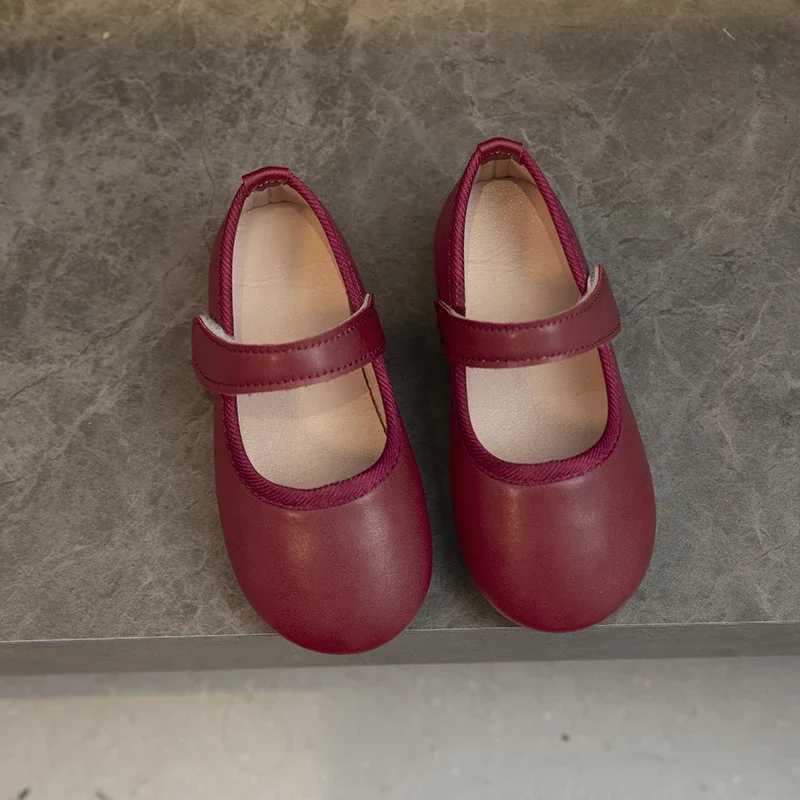 Little Girls Mary Janes Soft Leather Plain Design Autumn Children Princess Shoes Light Round Toe Daily 21-30 Toddler Kids FlatsT250306