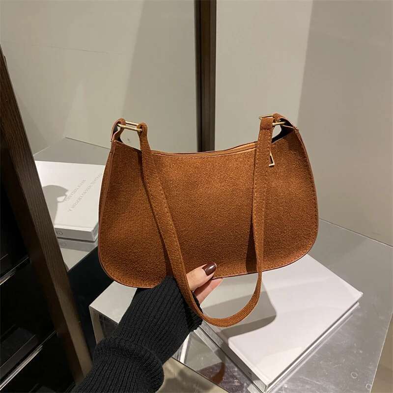 Texture Red Fashion Women's New Suede Single Shoulder Crossbody Bag Small Underarm Hobo Bags