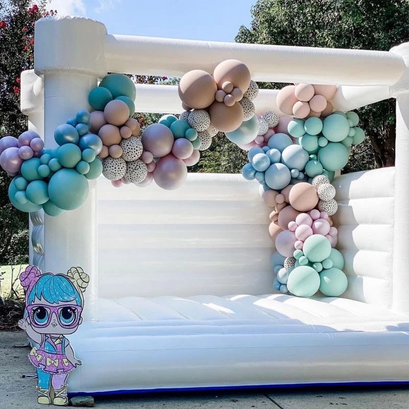 Outdoor Jumping Bounce House Inflatable Wedding Bouncy Castle White Bounce jumper bouncer For Adults And Kids party events use with blower